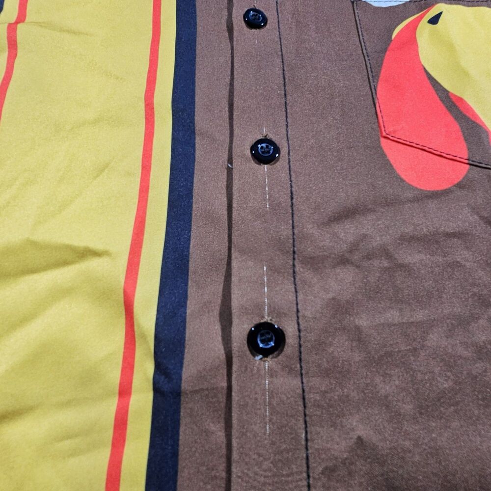 Hardaddy Button Up Shirt Men Medium Brown Chicken Funny - Picture 5 of 7
